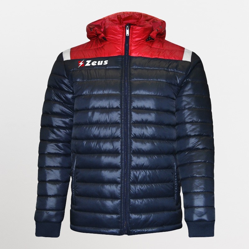 Zeus Giubbotto Piumino Cappuccio Vesuvio Blu Rosso