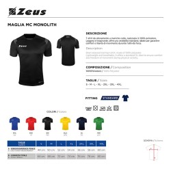 Maglia Zeus Sport Monolith MC | Traspirante e Personalizzabile | Jucasport.it
